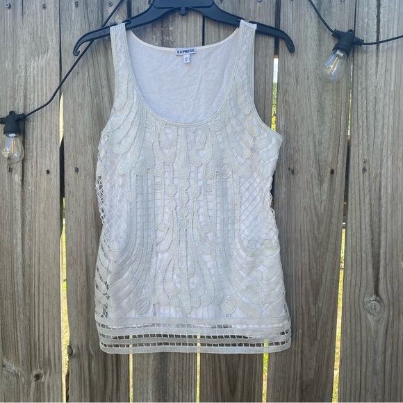 Express Ivory Embellished Tank Top - Picture 1 of 7